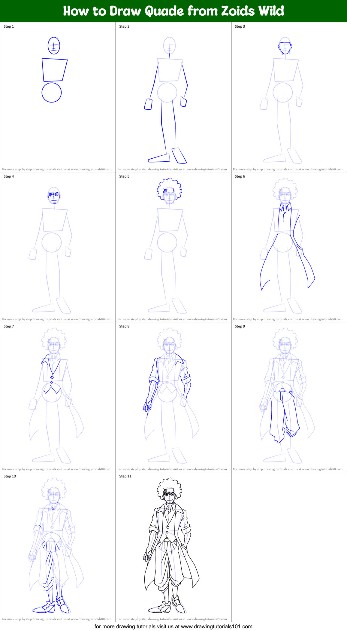 How to Draw Quade from Zoids Wild Printable Step by Step