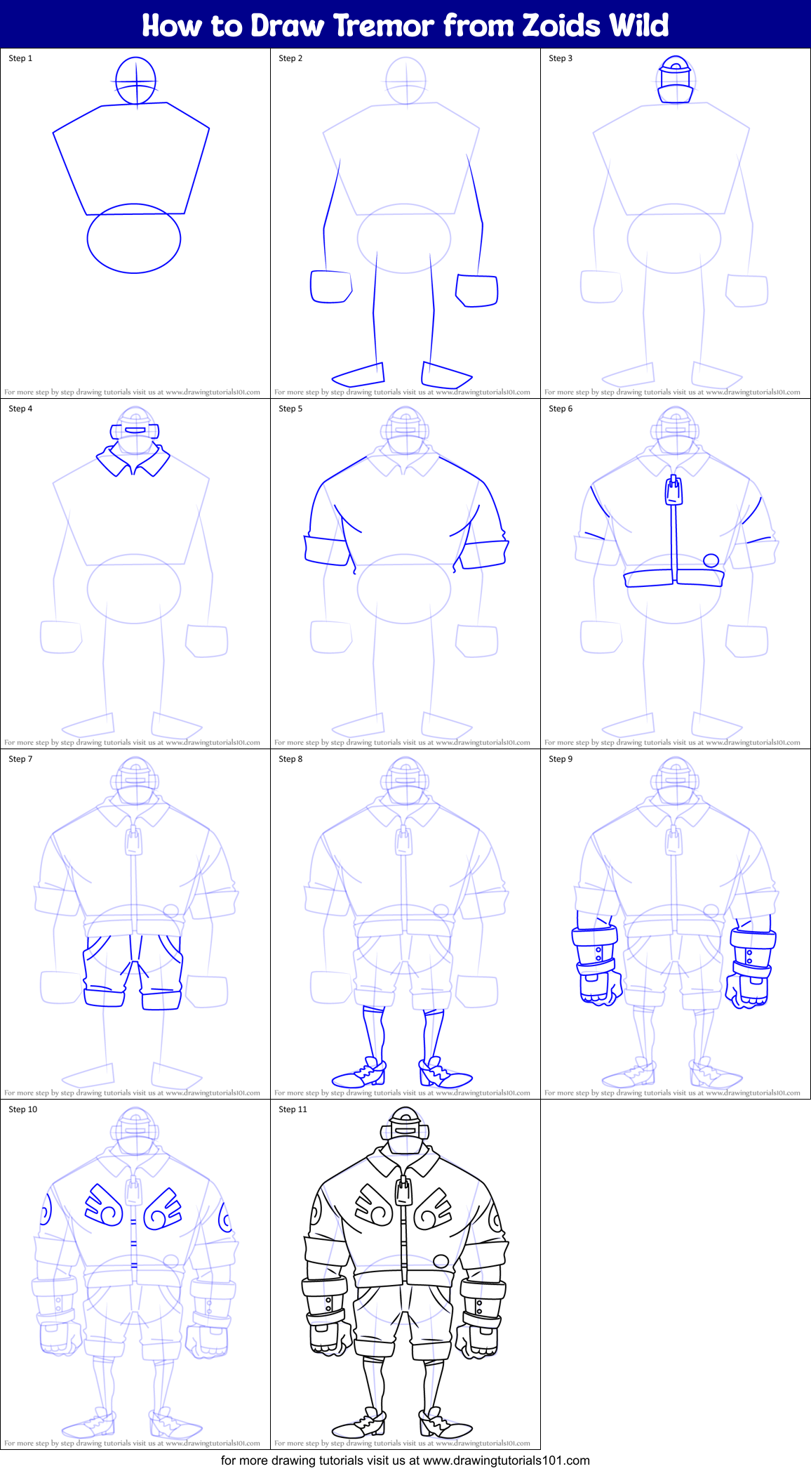 How to Draw Tremor from Zoids Wild Printable Step by Step