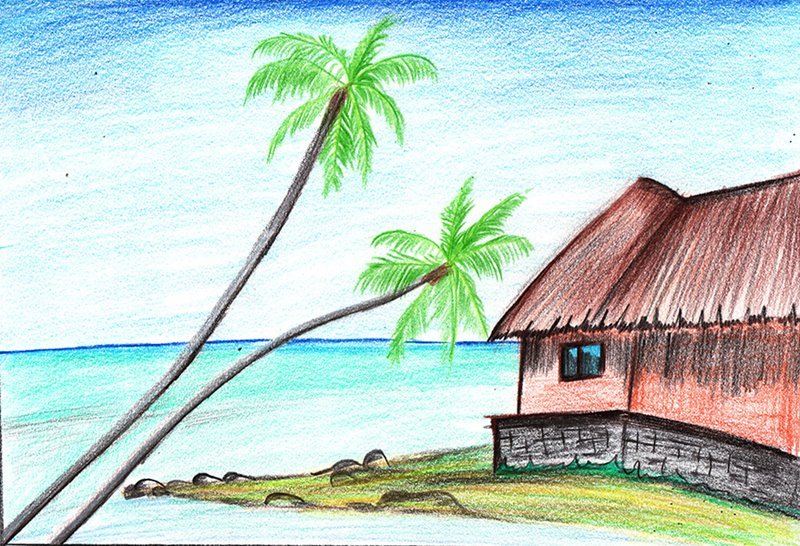 Learn How to Draw a Beach Scenery (Beaches) Step by Step : Drawing