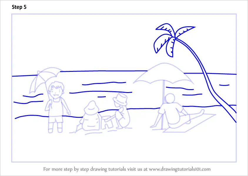 Learn How to Draw Summer Beach Scene (Beaches) Step by Step : Drawing