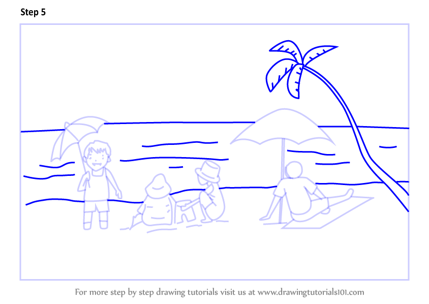 Learn How to Draw Summer Beach Scene (Beaches) Step by Step : Drawing