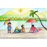 How to Draw Summer Beach Scene