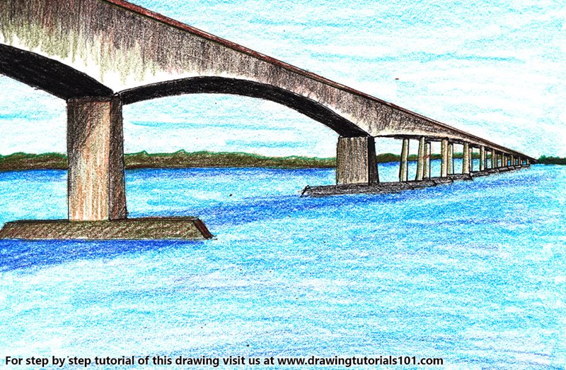 How to Draw Orwell Bridge by Color Pencils
