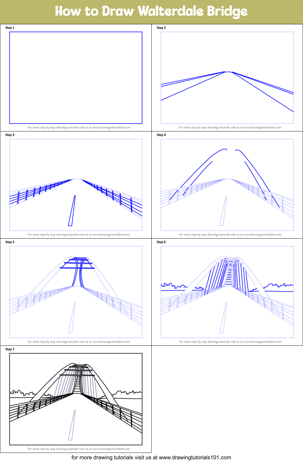 How to Draw Walterdale Bridge Printable Step by Step