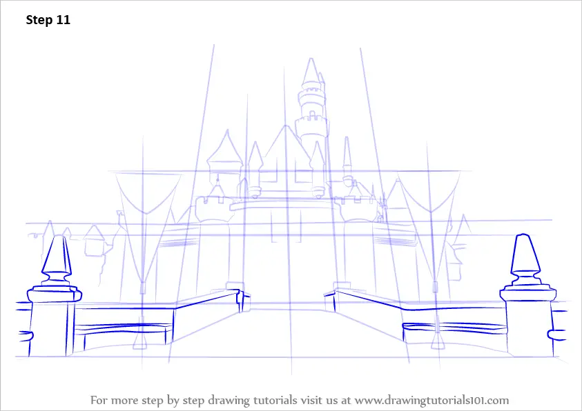 Learn How to Draw Disneyland Castle (Castles) Step by Step : Drawing