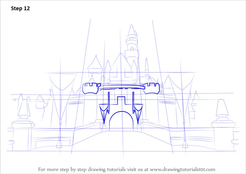 Learn How to Draw Disneyland Castle (Castles) Step by Step : Drawing
