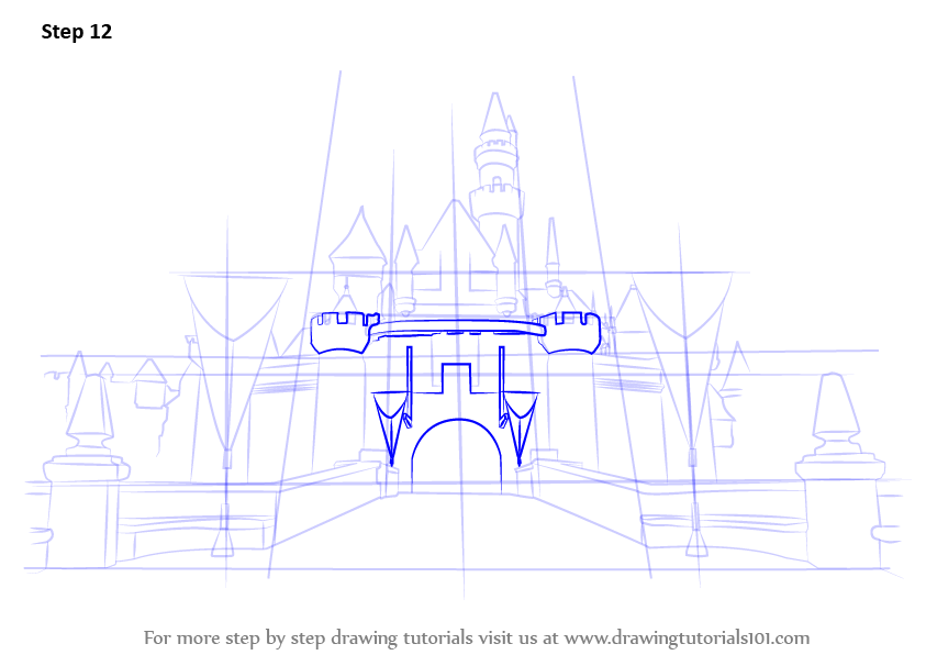 Learn How To Draw Disneyland Castle Castles Step By Step Drawing Tutorials