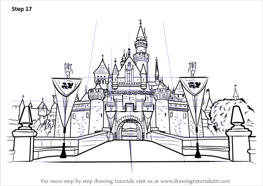 Learn How To Draw Disneyland Castle Castles Step By Step