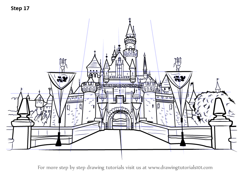 Learn How To Draw Disneyland Castle Castles Step By Step Drawing Tutorials