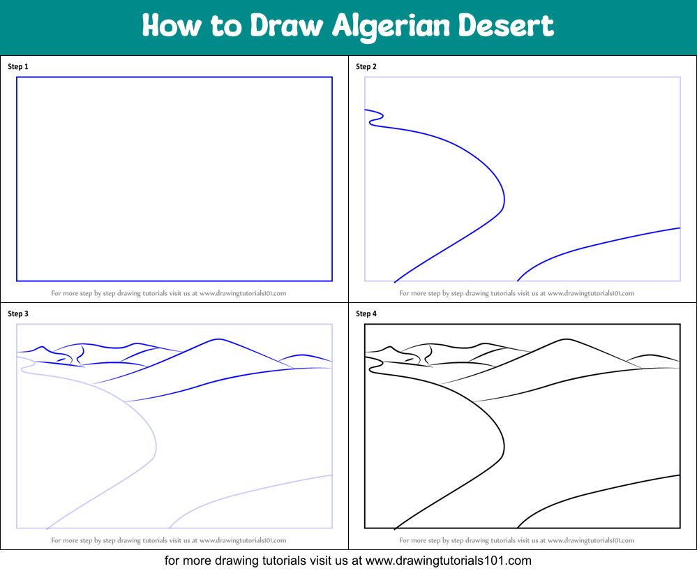 How to Draw Algerian Desert Printable Step by Step