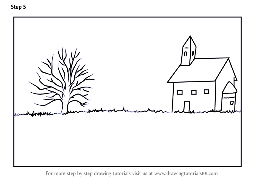 Learn How to Draw a Church Landscape Landscapes Step by 