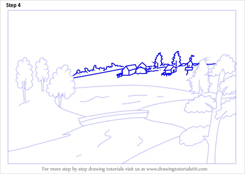 Easy Landscape Drawing Step by Step - Smiling Colors