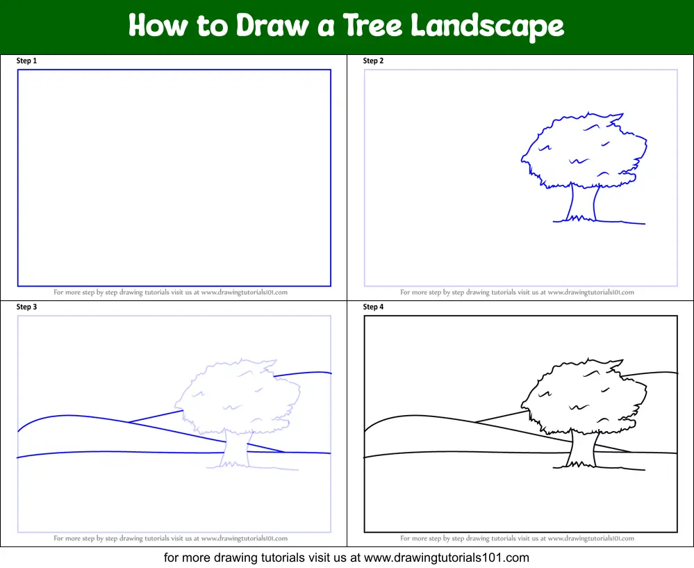 Draw Landscape Step By Step - How to draw scenery of spring season for kids step by step ...