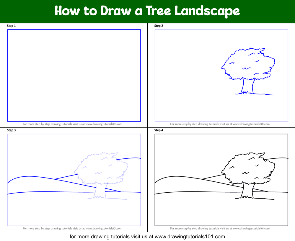 Draw Landscape Step By Step - How to draw scenery of spring season for kids step by step ...