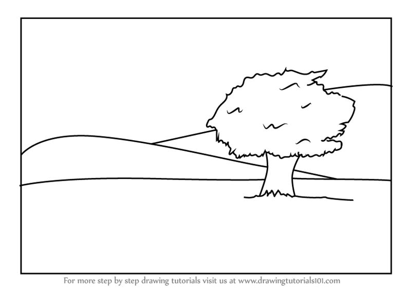 Draw Landscape Step By Step - How to draw a monochrome landscape step