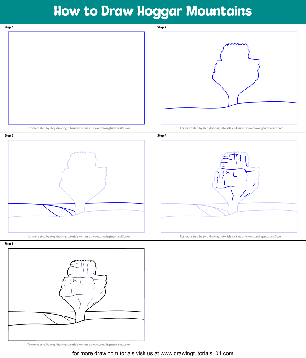 How to Draw Hoggar Mountains Printable Step by Step