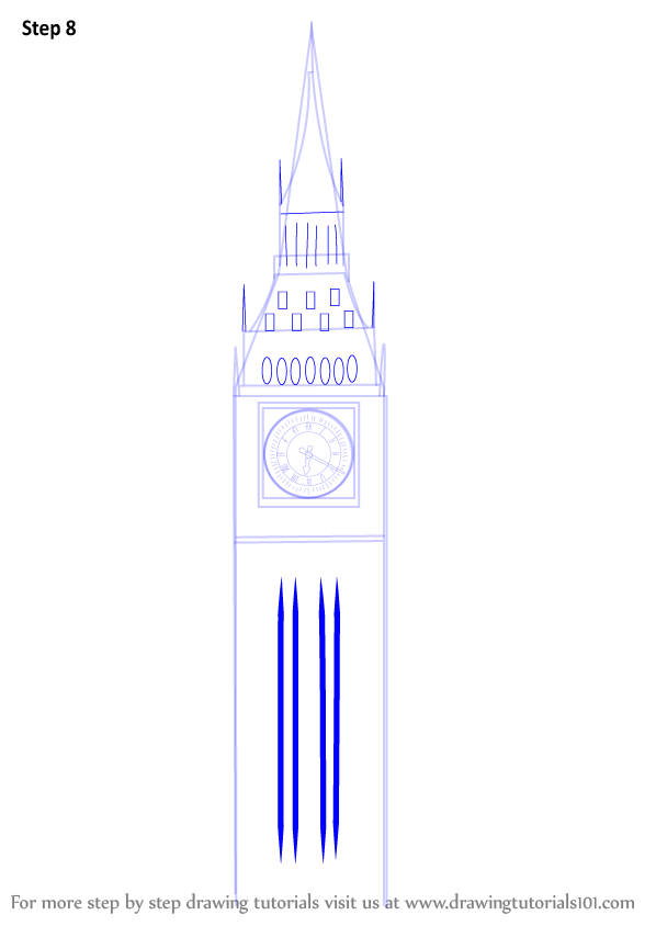 Learn How to Draw Big Ben (Other Places) Step by Step : Drawing Tutorials