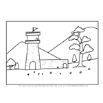 How to Draw Watch Tower Scene