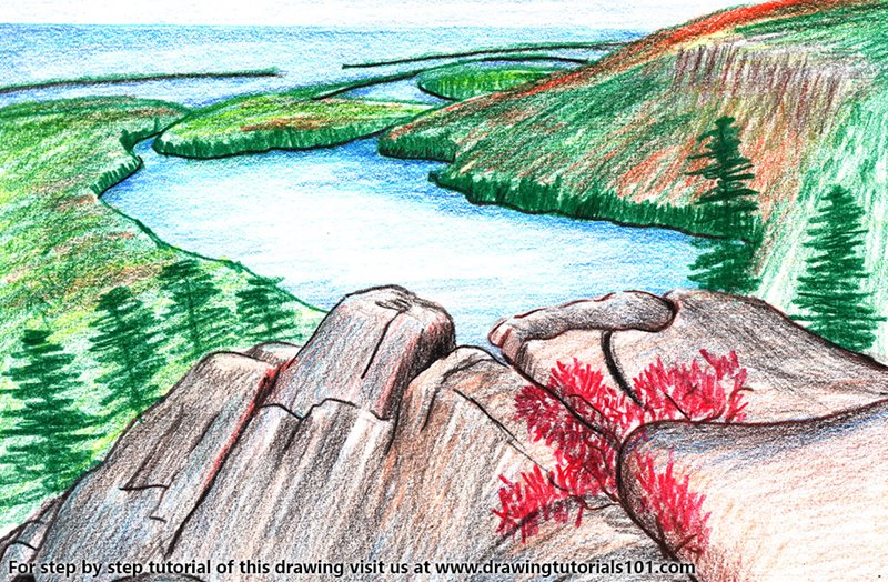How to Draw Acadia National Park by Color Pencils