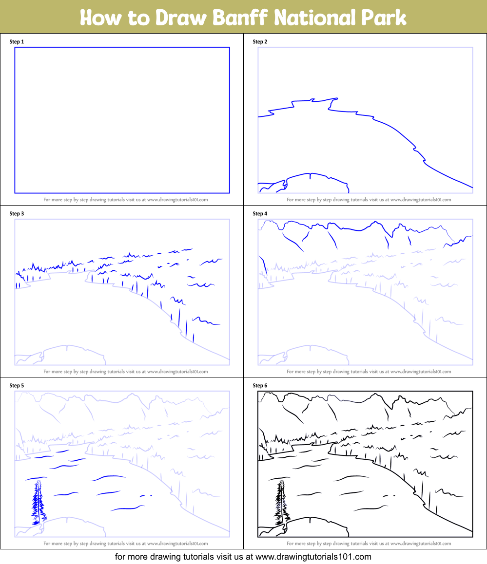 How to Draw Banff National Park Printable Step by Step