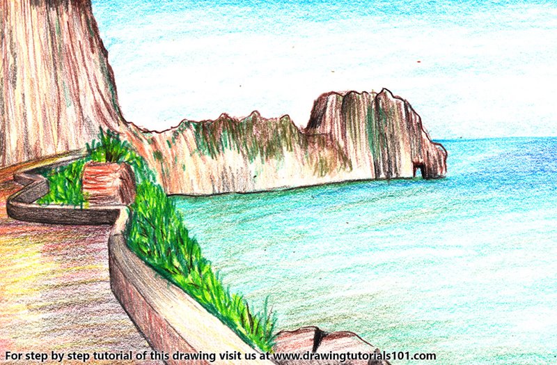 How to Draw Gouraya National Park by Color Pencils