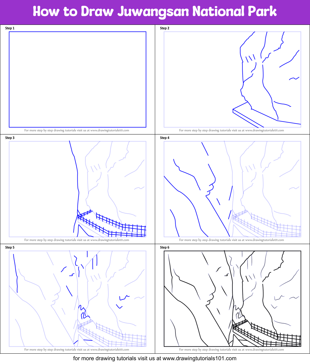 How to Draw Juwangsan National Park Printable Step by Step