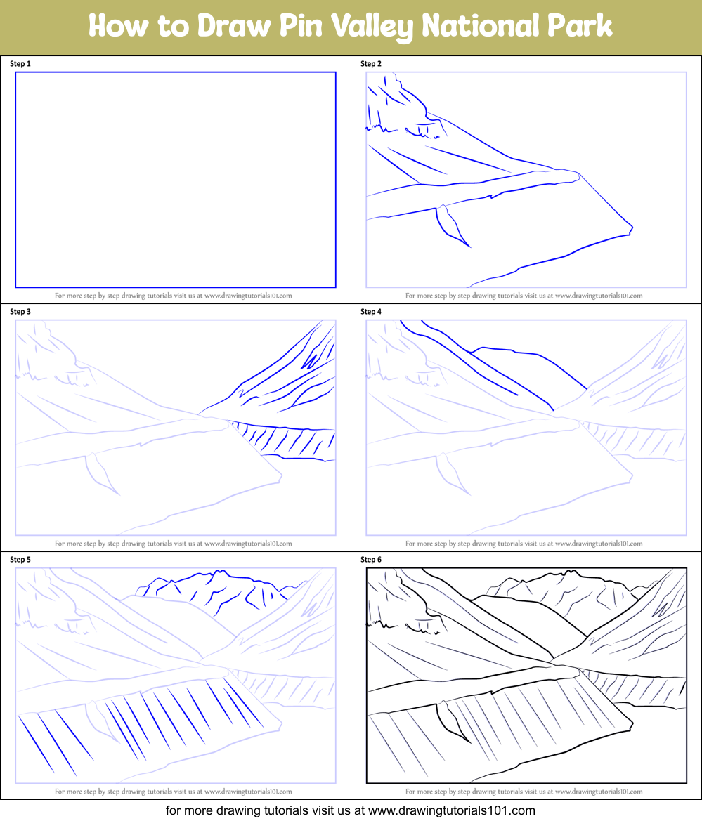 How to Draw Pin Valley National Park Printable Step by Step
