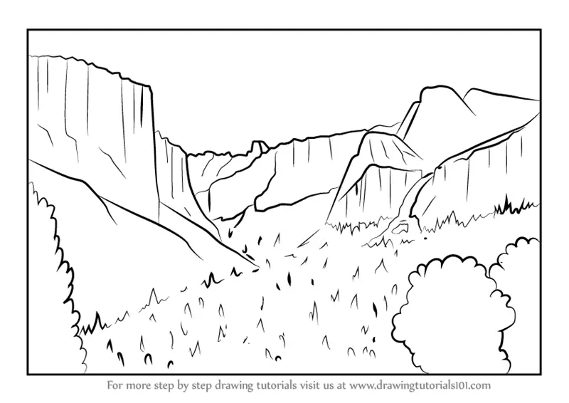 How to Draw Yosemite National Park California (Parks) Step by Step ...