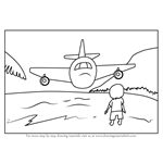 How to Draw an Airplane over Beach Scene