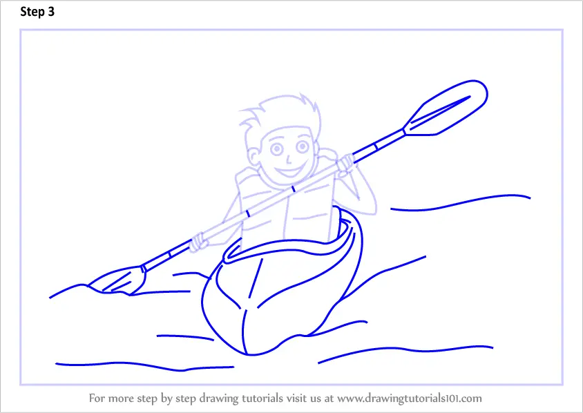 Learn How to Draw a Boy Canoeing Scene (Scenes) Step by 