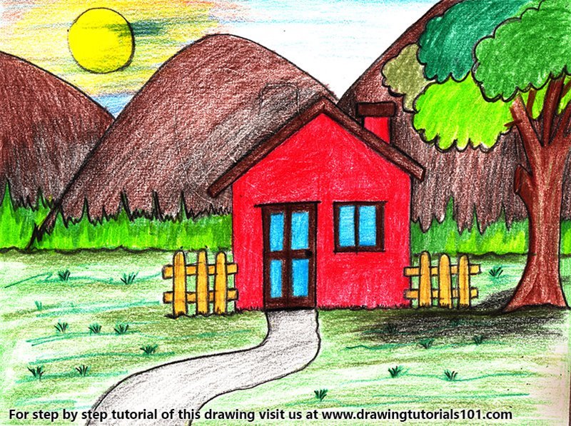 Easy Scenery Drawing for Kids-Scenery for Kids-Step by Step - YouTube | Easy  scenery drawing, Easy nature drawings, Drawing scenery