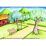 How to Draw a Garden Scenery