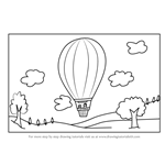 How to Draw a Hot Air Balloon Scene
