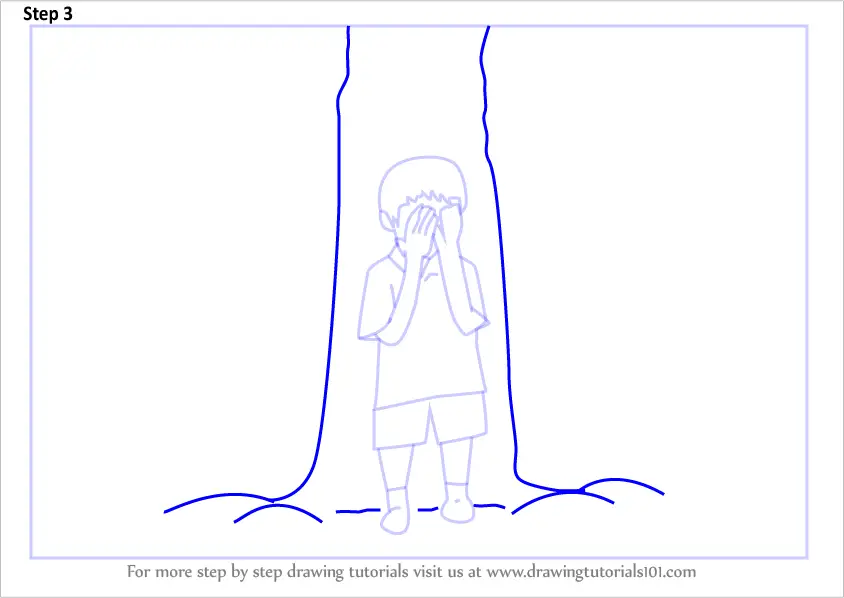Learn How to Draw Kids Playing Hide and Seek Game (Scenes) Step by Step