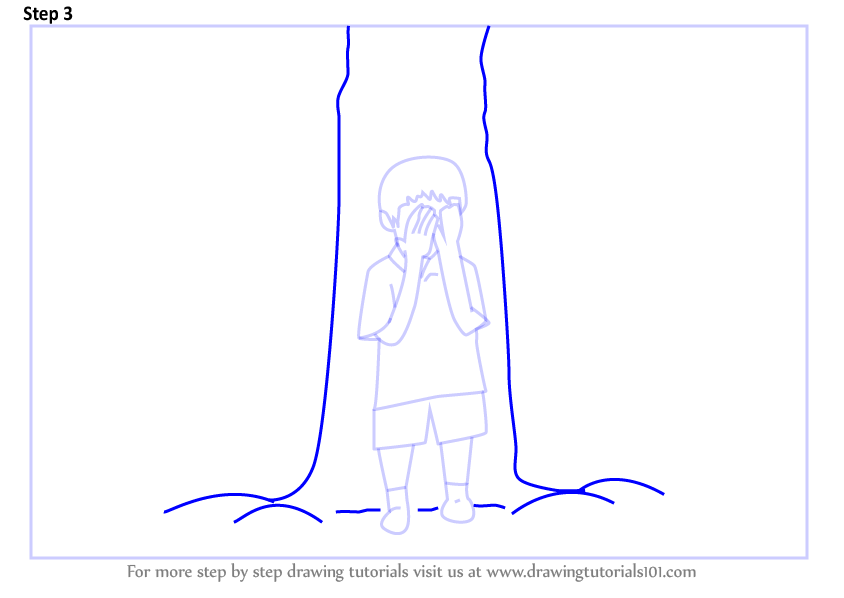 Learn How to Draw Kids Playing Hide and Seek Game (Scenes) Step by Step