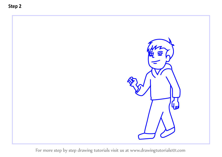 Learn How to Draw a Man Walking Dog Scene (Scenes) Step by ...