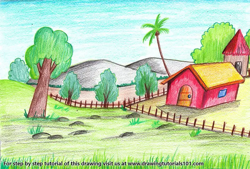 Paisagem | Pencil drawings of nature, Colorful drawings, Nature drawing-saigonsouth.com.vn