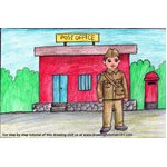 How to Draw Postman outside Postoffice for Kids