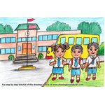 How to Draw Students outside School