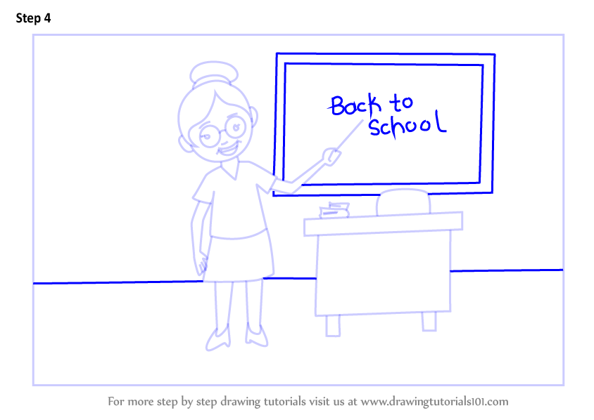 How to Draw Teacher with Back to School (Scenes) Step by Step