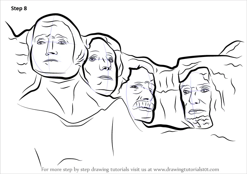 How To Draw Mount Rushmore Step by Step Drawing Guide by Dawn   dragoartcom  Online drawing Guided drawing Drawings
