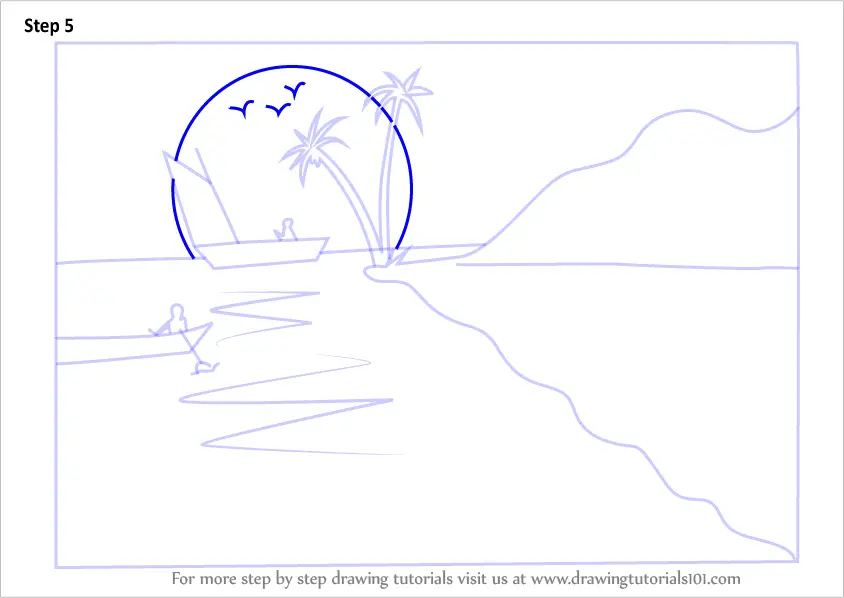 Learn How To Draw A Beach Sunset Sunsets Step By Step Drawing