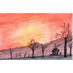 How to Draw Sunset in Desert