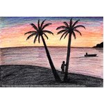 How to Draw Sunset on Beach