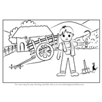 How to Draw a Farmer Village Scene