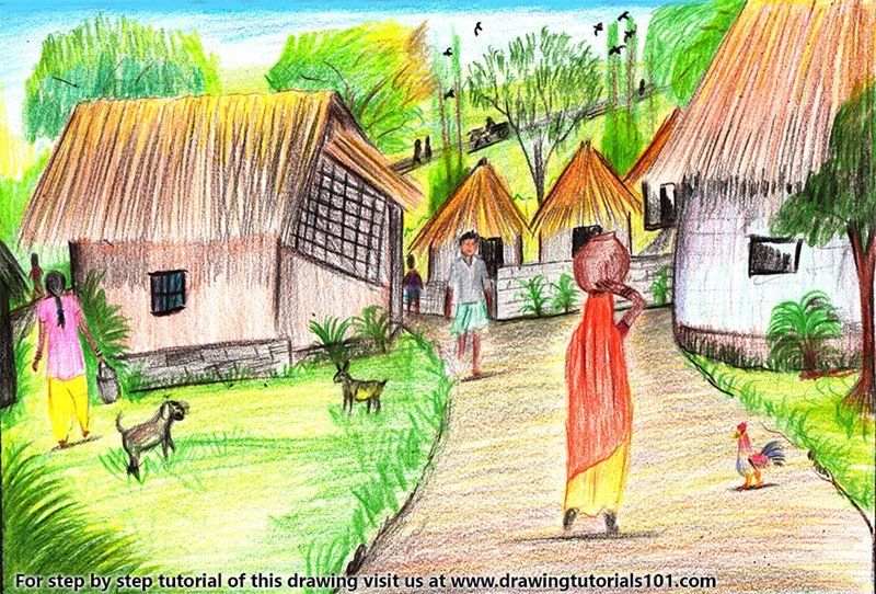 Featured image of post Draw A Village Scenery And Colour It / You want to like and subscribe to.