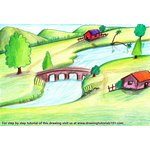 How to Draw Village with River