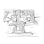 How to Draw a Rocky Waterfall