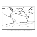 How to Draw a Waterfall Scenery