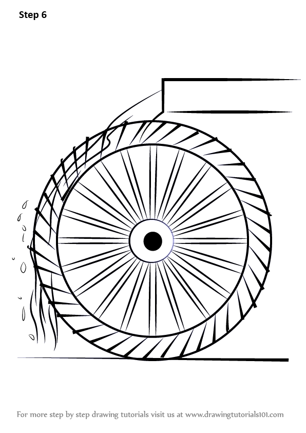 Learn How to Draw a Water Wheel for Kids (Watermills) Step by Step